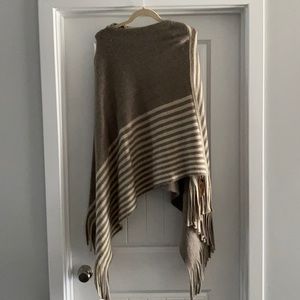One size fits all striped sweater poncho